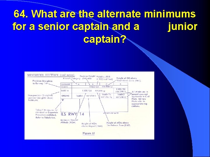 64. What are the alternate minimums for a senior captain and a junior captain?