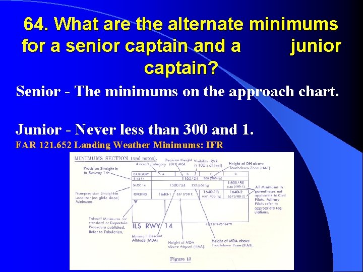 64. What are the alternate minimums for a senior captain and a junior captain?