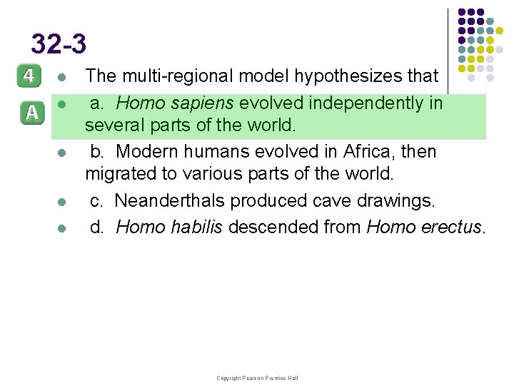 32 -3 l l l The multi-regional model hypothesizes that a. Homo sapiens evolved