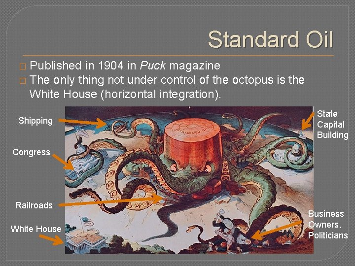 Standard Oil Published in 1904 in Puck magazine � The only thing not under