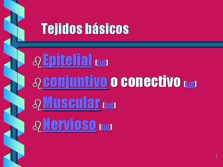 Tejidos básicos b. Epitelial (tut) bconjuntivo o conectivo (tut) b. Muscular (tut) b. Nervioso