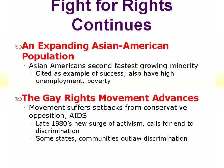 Fight for Rights Continues An Expanding Asian-American Population Asian Americans second fastest growing minority Fight for Rights Continues An Expanding Asian-American Population Asian Americans second fastest growing minority