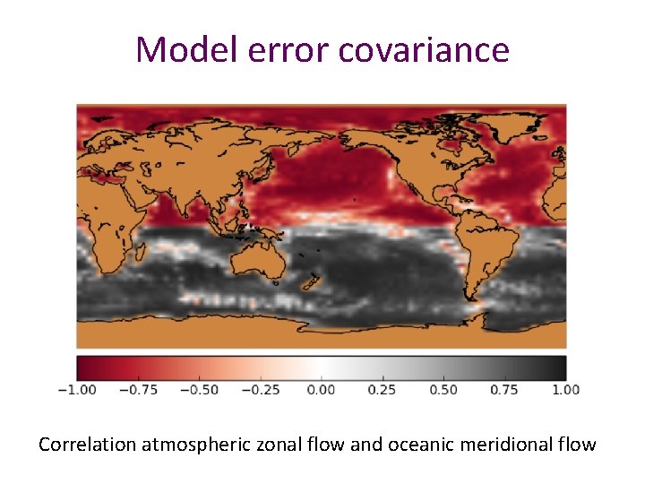 Model error covariance Correlation atmospheric zonal flow and oceanic meridional flow 