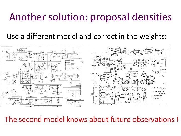 Another solution: proposal densities Use a different model and correct in the weights: The