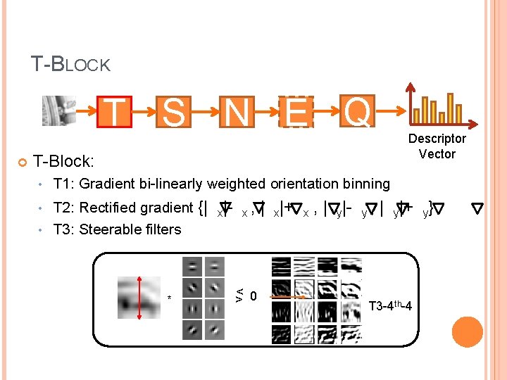 T-BLOCK T S N E Q T-Block: • Descriptor Vector T 1: Gradient bi-linearly
