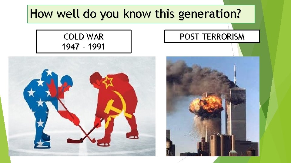 How well do you know this generation? COLD WAR 1947 - 1991 POST TERRORISM