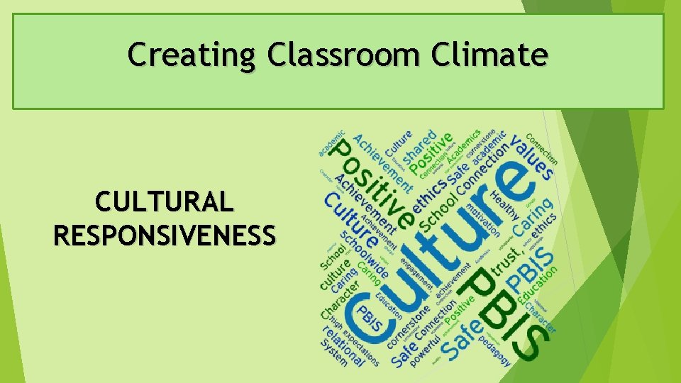 Creating Classroom Climate CULTURAL RESPONSIVENESS 