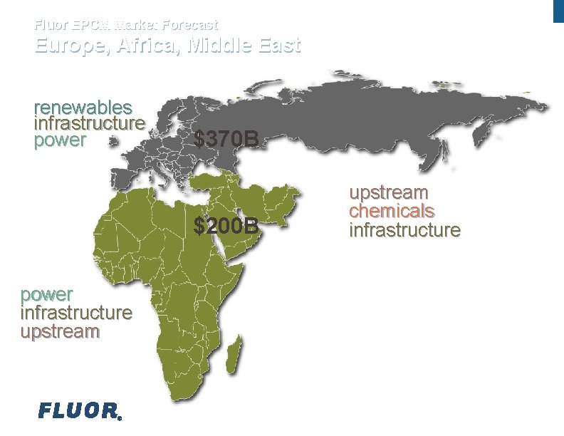 Fluor EPCM Market Forecast Europe, Africa, Middle East renewables infrastructure power $370 B $200