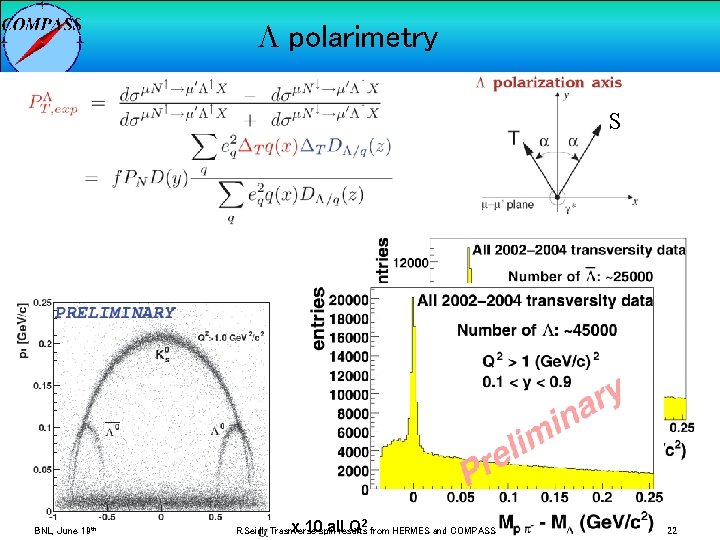 L polarimetry S BNL, June 19 th x 10 all Q 2 R. Seidl: