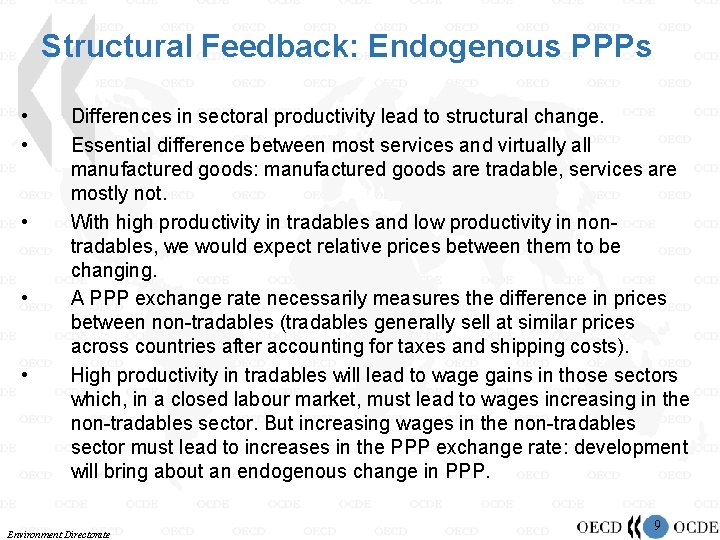 Structural Feedback: Endogenous PPPs • • • Differences in sectoral productivity lead to structural