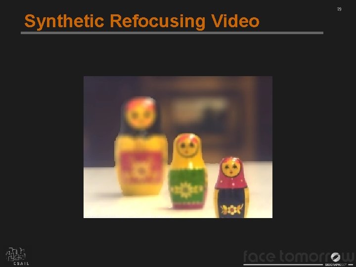 Synthetic Refocusing Video 29 