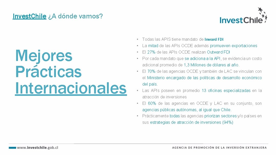 Invest. Chile ¿A dónde vamos? Mejores Prácticas Internacionales • Todas las APIS tiene mandato