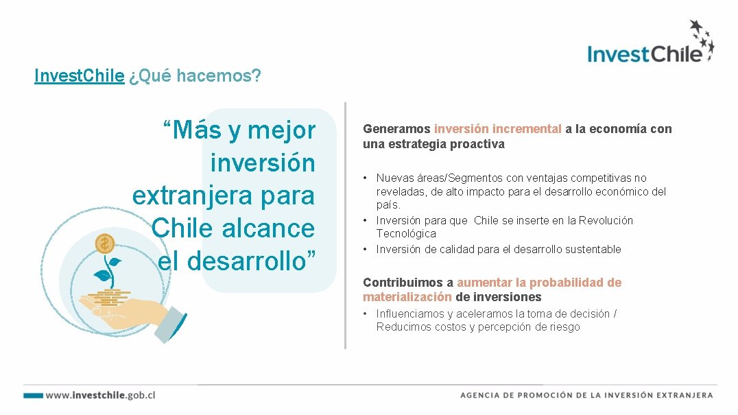 Invest. Chile ¿Qué hacemos? “Más y mejor inversión extranjera para Chile alcance el desarrollo”