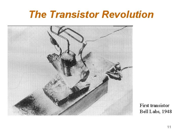 The Transistor Revolution First transistor Bell Labs, 1948 11 The Transistor Revolution First transistor Bell Labs, 1948 11