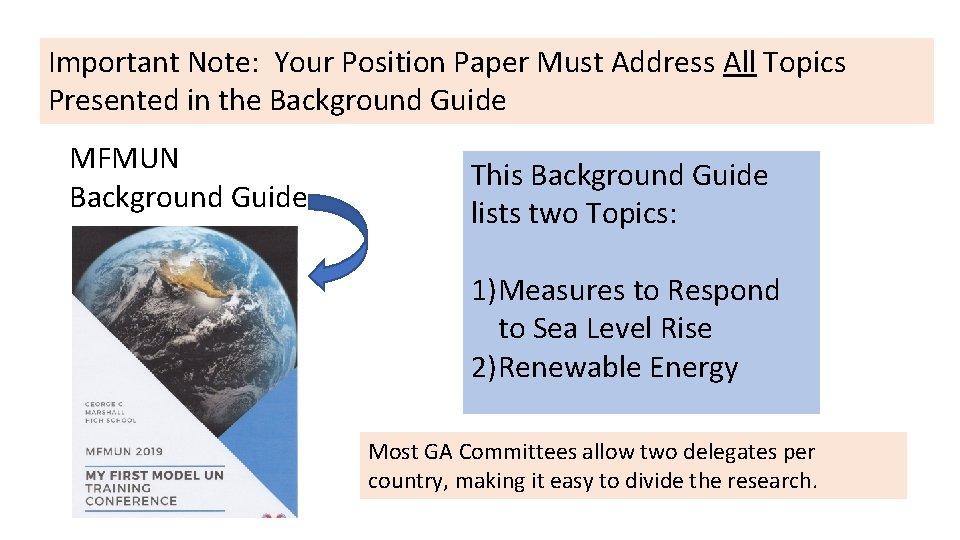 Important Note: Your Position Paper Must Address All Topics Presented in the Background Guide