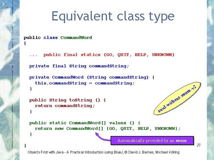 Equivalent class type public class Command. Word {. . . public final statics (GO,