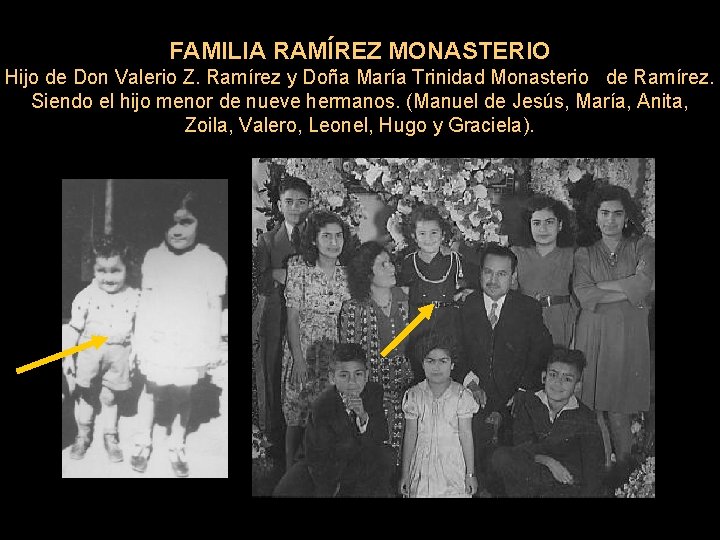 FAMILIA RAMÍREZ MONASTERIO Hijo de Don Valerio Z. Ramírez y Doña María Trinidad Monasterio