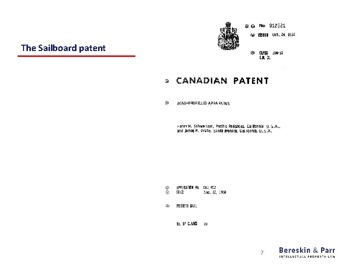 The Sailboard patent 7 