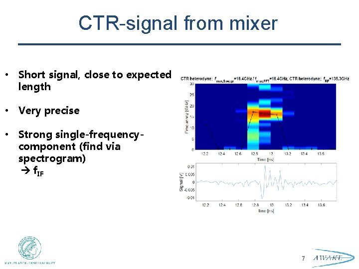 CTR-signal from mixer • Short signal, close to expected length • Very precise •