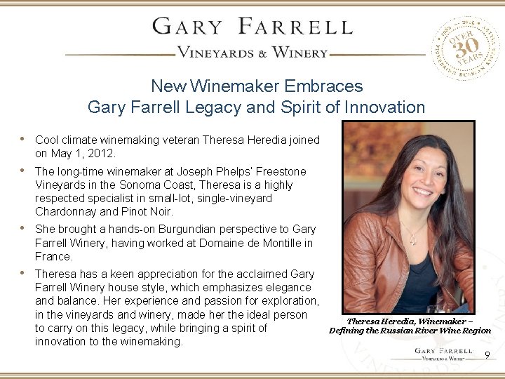 New Winemaker Embraces Gary Farrell Legacy and Spirit of Innovation • Cool climate winemaking