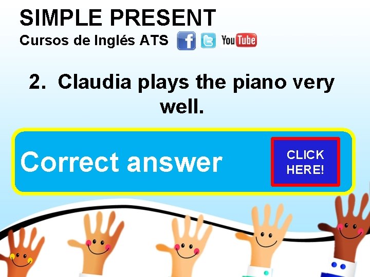 SIMPLE PRESENT Cursos de Inglés ATS 2. Claudia plays the piano very well. Claudia