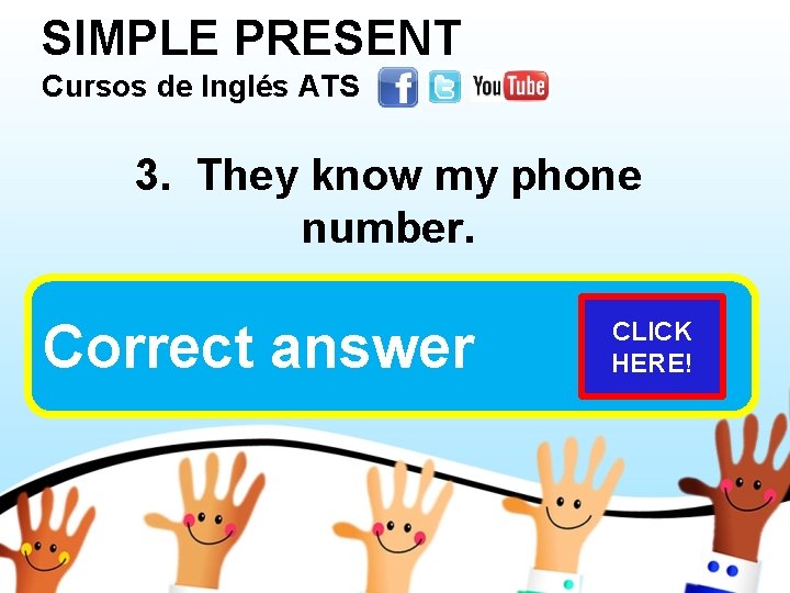 SIMPLE PRESENT Cursos de Inglés ATS 3. They know my phone number. They don’t