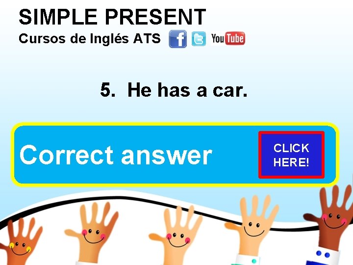 SIMPLE PRESENT Cursos de Inglés ATS 5. He has a car. Correct He doesn’t