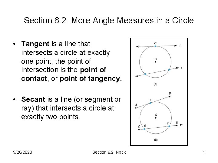 Section 6. 2 More Angle Measures in a Circle • Tangent is a line