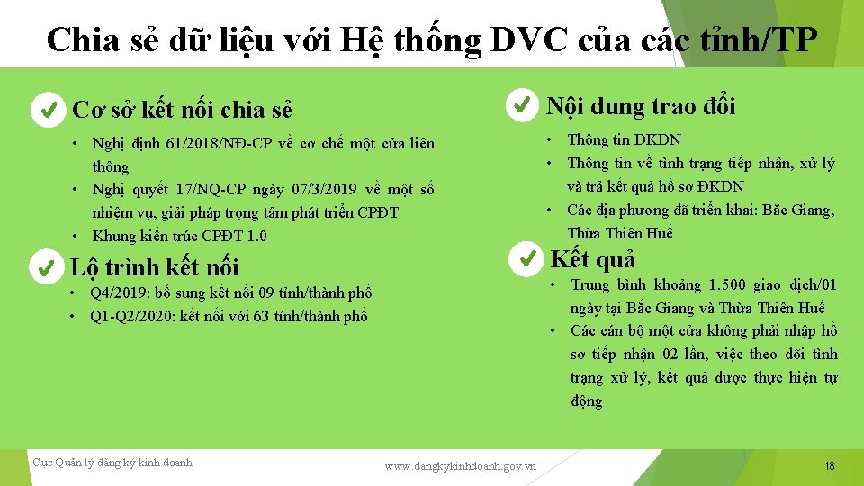 Chia sẻ dữ liệu với Hệ thống DVC của các tỉnh/TP Cơ sở kết