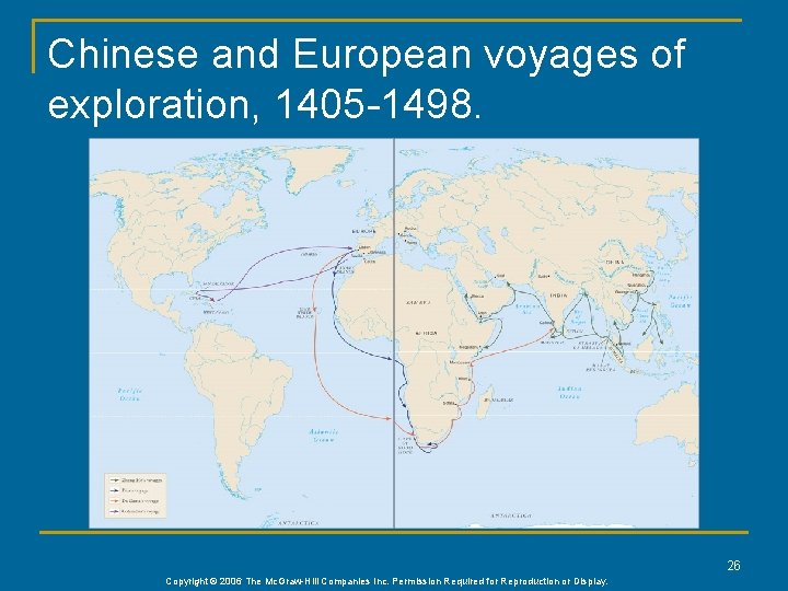Chinese and European voyages of exploration, 1405 -1498. 26 Copyright © 2006 The Mc.