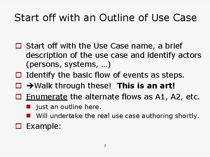 Use Point Form Outline Authoring Use Cases Filled and Focused from Use