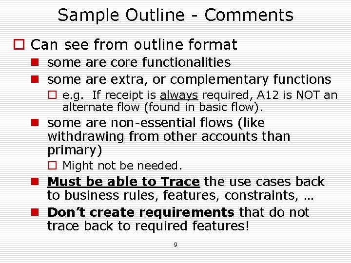 Use Point Form Outline Authoring Use Cases Filled and Focused from Use