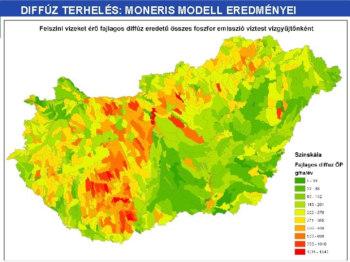 DIFFÚZ TERHELÉS: MONERIS MODELL EREDMÉNYEI 