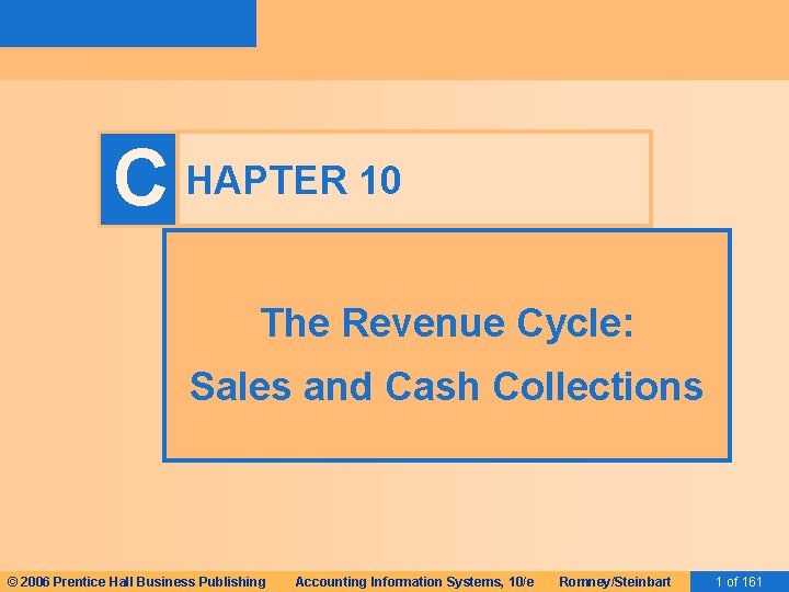 C HAPTER 10 The Revenue Cycle: Sales and Cash Collections © 2006 Prentice Hall