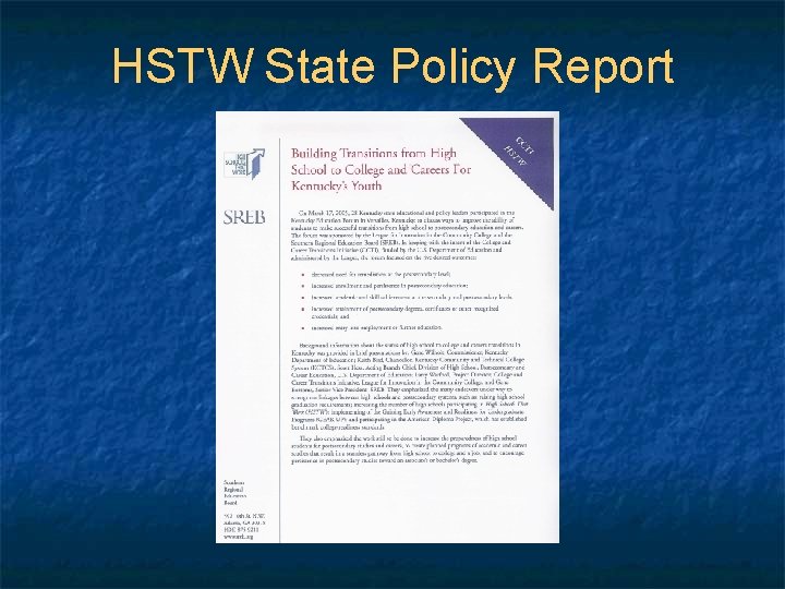 HSTW State Policy Report 
