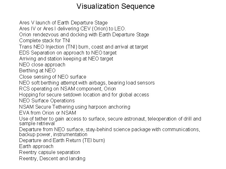 Visualization Sequence Ares V launch of Earth Departure Stage Ares IV or Ares I