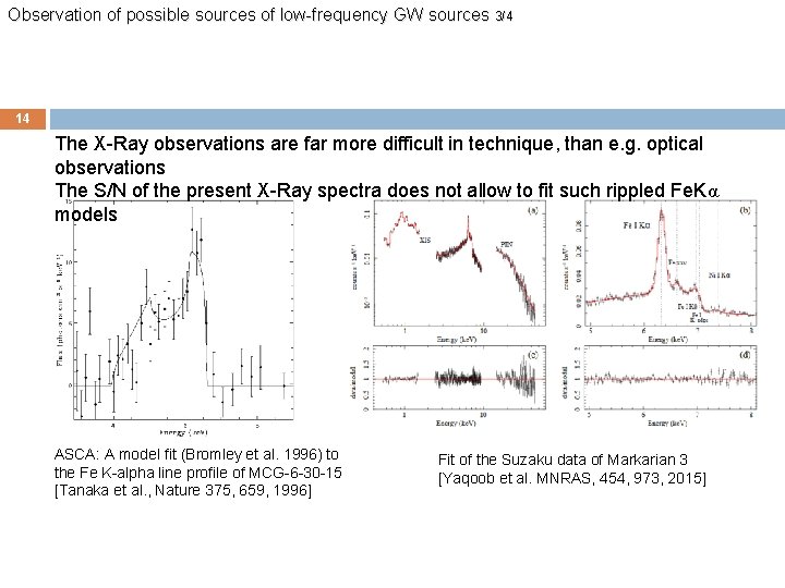 Observation of possible sources of low-frequency GW sources 3/4 14 The X-Ray observations are