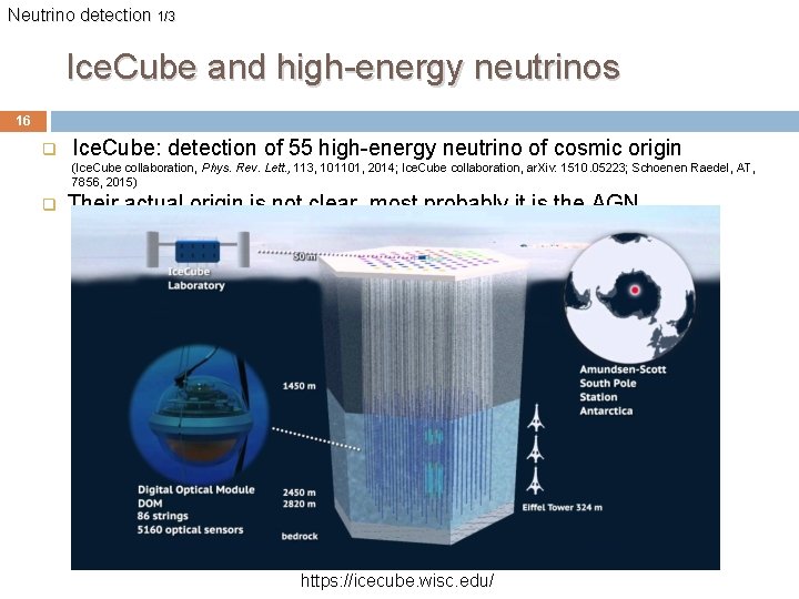 Neutrino detection 1/3 Ice. Cube and high-energy neutrinos 16 q Ice. Cube: detection of