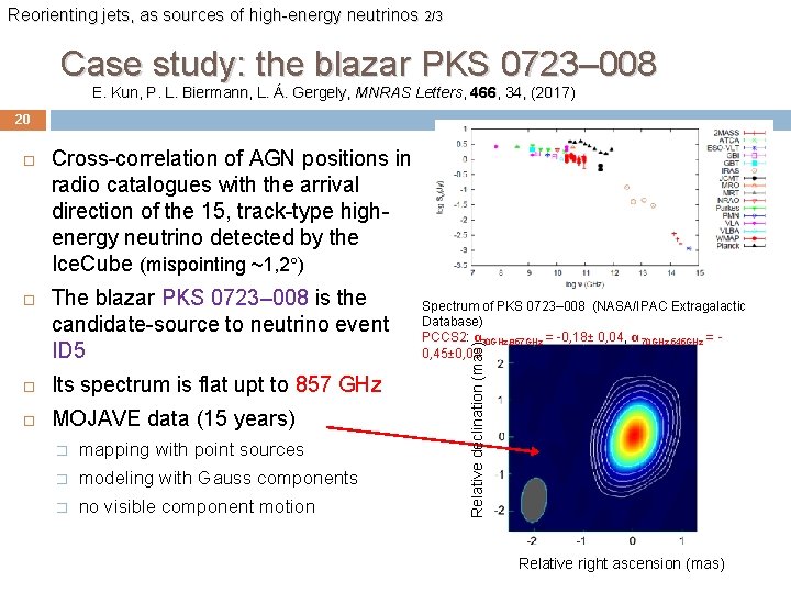 Reorienting jets, as sources of high-energy neutrinos 2/3 Case study: the blazar PKS 0723–