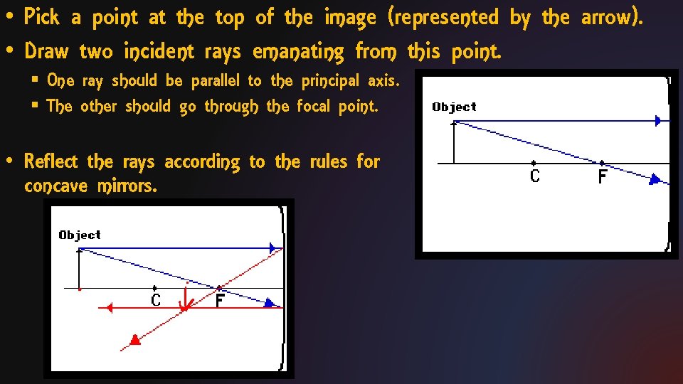  • Pick a point at the top of the image (represented by the