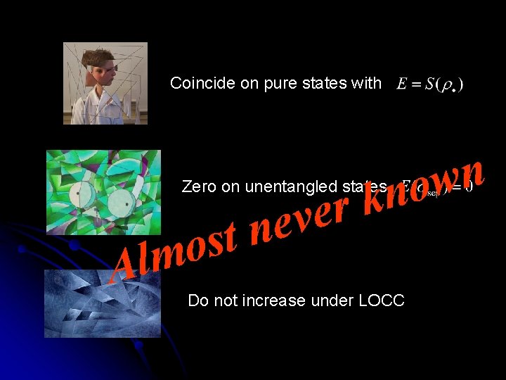 Coincide on pure states with n w o n k Zero on unentangled states