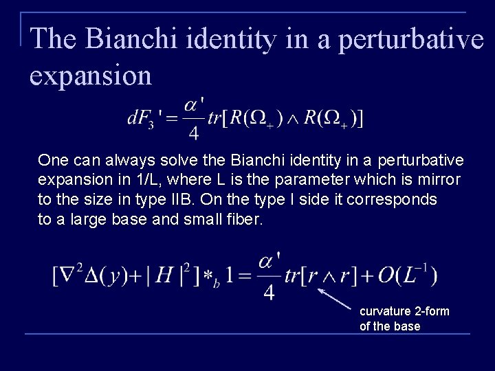 The Bianchi identity in a perturbative expansion One can always solve the Bianchi identity