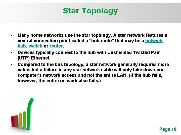 Star Topology • • • Many home networks use the star topology. A star