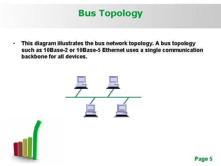 Bus Topology • This diagram illustrates the bus network topology. A bus topology such