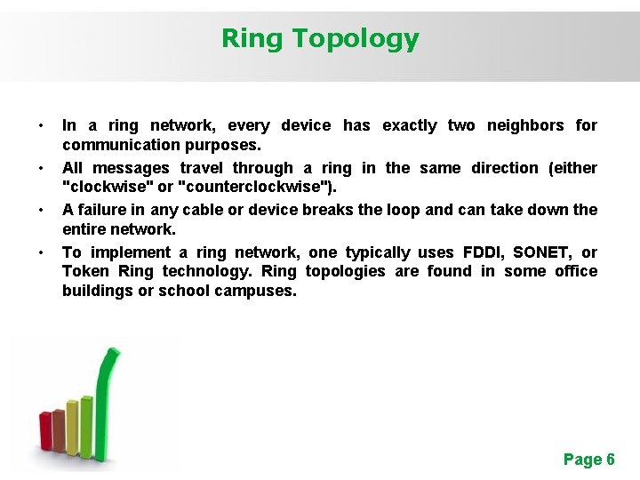 Ring Topology • • In a ring network, every device has exactly two neighbors