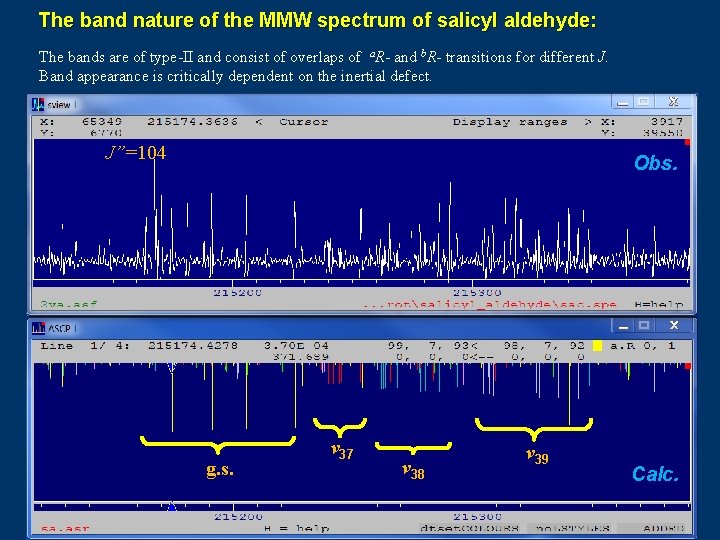 The band nature of the MMW spectrum of salicyl aldehyde: The bands are of