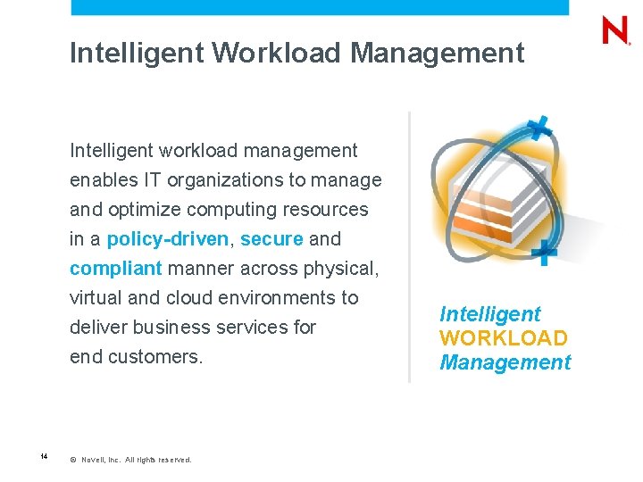 Intelligent Workload Management Intelligent workload management enables IT organizations to manage and optimize computing