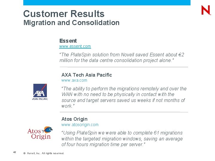 Customer Results Migration and Consolidation Essent www. essent. com “The Plate. Spin solution from