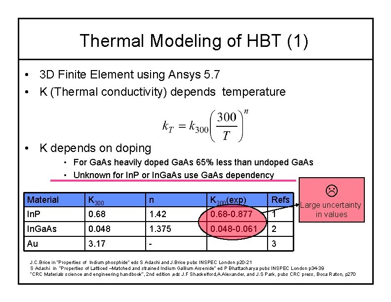 Thermal Modeling of HBT (1) • 3 D Finite Element using Ansys 5. 7
