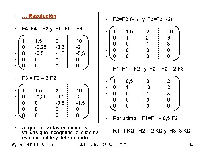  • … Resolución • F 4=F 4 – F 2 y F 5=F